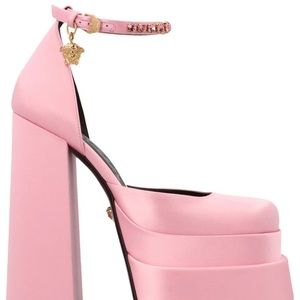 Versace Medusa Head Charm Satin Platform Pumps // NEVER WORN
